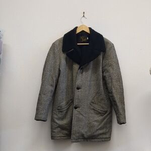 Vintage Sir Jac grey and black pea coat lined‎ with fleece size 42